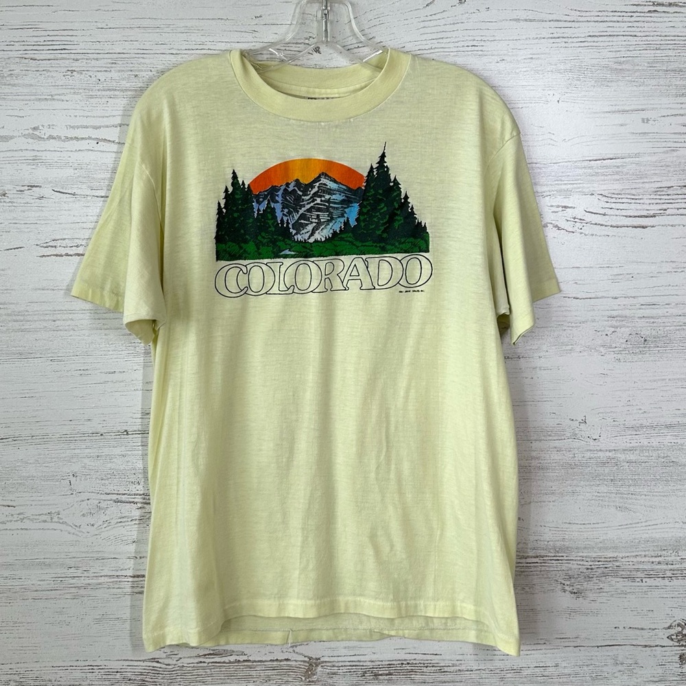 VINTAGE 80s COLORADO Mountain Scenic Graphic Tee 1981 Single Stitch Made in USA